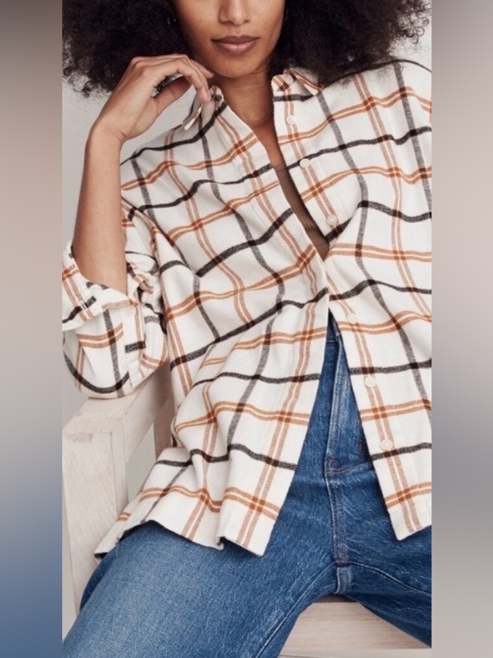 Women’s Madewell Flannel Boyfriend Shirt
Antique Cream
Large